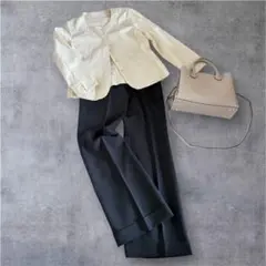 上品　カラージャケット パンツ フォーマル オフィス カジュアル