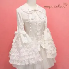 【L】 ロリータ　フリルブラウス　レースブラウス　姫袖　リボンブラウス　コスプレ