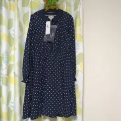 組曲 ネイビー ドット柄 ワンピース 150