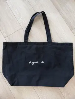 agnes b. アニエスベー キャンバス ロゴトートバッグ 黒