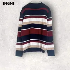 INGNI イング　リブニット長袖セーター　薄手ニット　ボーダー柄　M