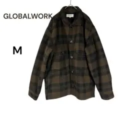グローバルワーク　GLOBAL WORK チェスターコート M チェック　黒茶