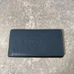 美品　coach コーチ　長財布　札入れ　ロゴ型押し　レザー　ブルーのサムネイル