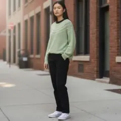 Payte Lake ふんわり上質ウール混 ミントグリーンニット F　韓国製