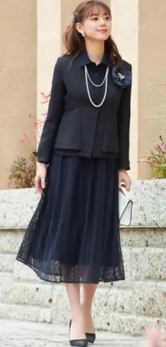 【未使用美品】ツイードジャケット&レースシャツワンピース セットアップ スーツ