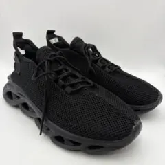 メンズ スニーカー ブラック メッシュ 通気性 軽量のサムネイル