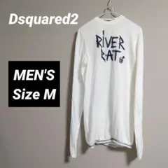 【Dsquared2】美品 ディースクエアード M ホワイト 長袖 ロゴTシャツ