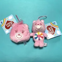 ケアベア　ぬいぐるみ　マスコット　ピンク　虹　レインボー