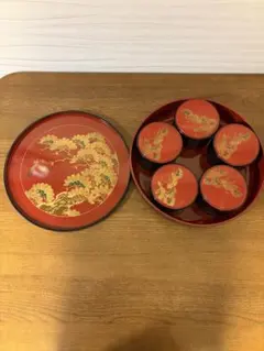 瑞鳳 寿司桶 5客セット 漆器風 松柄