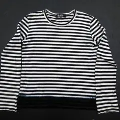 2010　ブラックコムデギャルソン グ ボーダー 黒 長袖 ロング TシャツL