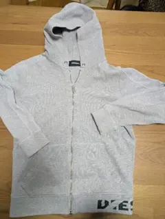 ディーゼル　フルジップ ライトグレーメンズパーカー