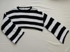 【美品】WEGO ストライプ メッシュ クロップドセーター