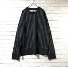 【グローバルワーク】ストライプクルーネックスウェットトップスLリブ