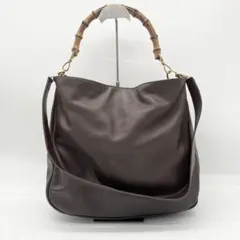 GUCCI バンブー　2way ショルダーバッグ　ハンドバッグ　レザー　ブラウン