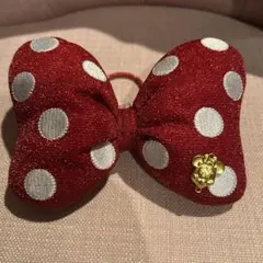 ディズニー ミニー リボン ヘアゴム 赤 水玉 ラメ スクバ 制服 JK 可愛い