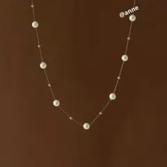 ネックレス パール ステーション ゴールド サージカルステンレス 新品 オシャレ