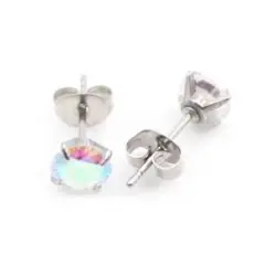 ピアス ムーンストーン 一粒スタッド 誕生石カラーラウンドジュエル 6mm