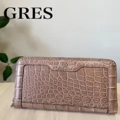 グレ　GRES　クロコダイル　長財布　L字ファスナー　ロングウォレット クロコダイル L字ファスナー 長財布 マット 本革 レザー 小物 鰐