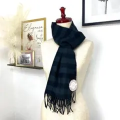 新品 Lune jumelle プレゼント チェック柄 マフラー 黒 ブラック