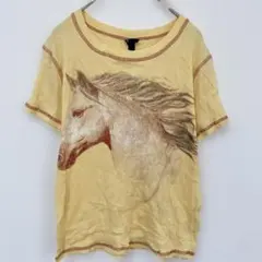【希少】art class 馬 グラフィック リブTシャツ 黄色 M相当