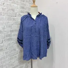 &LOVE ギンガムチェックパフスリーブブラウス