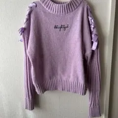 リボン付きラベンダーニットセーター