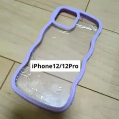 iPhone 12 / 12 Pro ケース クリア パープル ウェーブ