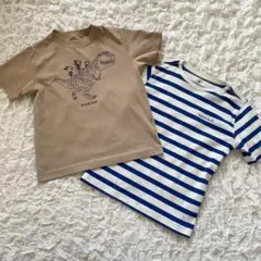 まとめ売り【120cm】モンベル　キッズTシャツ　２枚セット　恐竜　ボーダー