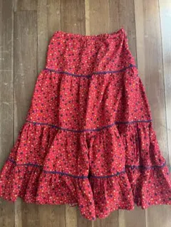 古着 赤 コットン ティアードスカート