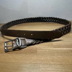 ポロ　ラルフローレン　ベルト　34インチ　ブラウン　レザー編み込み