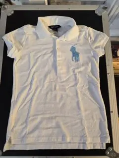 Ralph Lauren ビッグポニー ポロシャツ 白 水色ビーズ刺繍