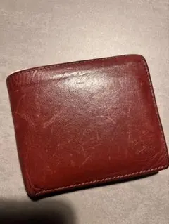 希少デザイン　イルビゾンテ　ロゴ入り　二つ折り財布　本革　ボルドー系