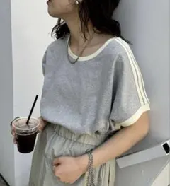 チャオパニックティピー◆ラインフレンチTee/半袖 オーバーサイズ ストレッチ性