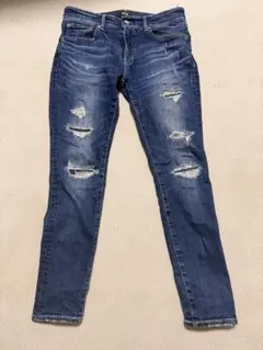 ダメージ加工ダークブルースキニーデニム