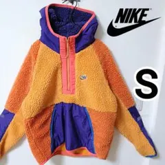 NIKE フリースジャケット ボア ハーフジップ オレンジ パープル メンズS