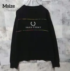 FRED PERRY Msize スウェット 刺繍ロゴ フロントロゴ ブラック
