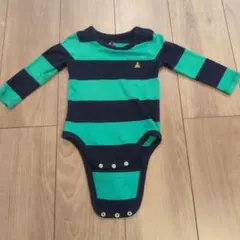 GAPロンパース 緑と紺のストライプ 長袖