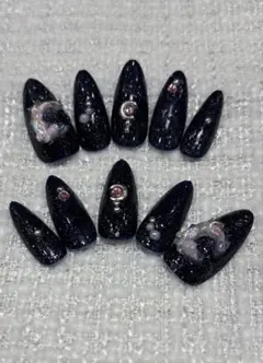 ダークネイビー フラッシュ ネイルチップ 10個セット