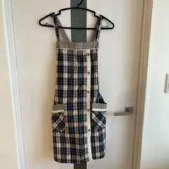 チェック柄エプロン クロスバックデザイン