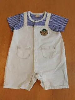 【80サイズ】クマ刺繍ロンパース【petit main】