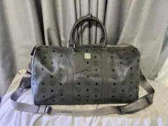 MCM ボストンバッグ ネイビー ロゴ総柄 - メルカリ