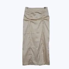 アースミュージック シャーリングタイトスカート ベージュ ドロスト スリット