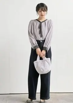アールピーエス rps もこもこ ハンドバッグ 新品 ファー ライトグレー