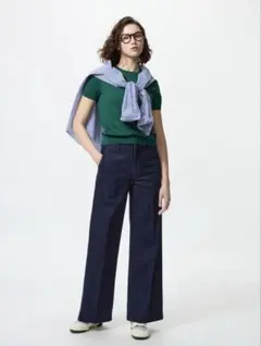 【UNIQLO】ワイドトラウザージーンズ　丈長め　M