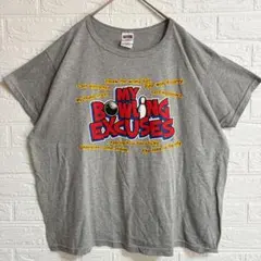 ジャージーズ ボウリング柄 Tシャツ クルーネック 半袖 XL 灰色 普段着のサムネイル