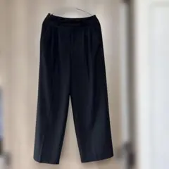 黒 ワイドパンツ ゴムウエスト プリーツ入り