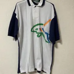 【90s】リーボック グレッグノーマン 半袖 ポロシャツ シャーク柄 白紺のサムネイル