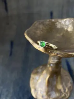 真鍮×シルバー　リング　エメラルド　#12
