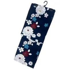 浴衣ジェンヌ 浴衣単品 紺地 綿 ゆかた 花柄