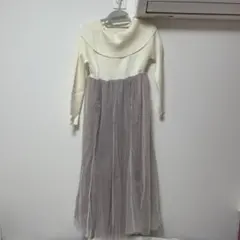 GRL オフショルニットチュールフレアワンピース[dr744］ Mサイズ